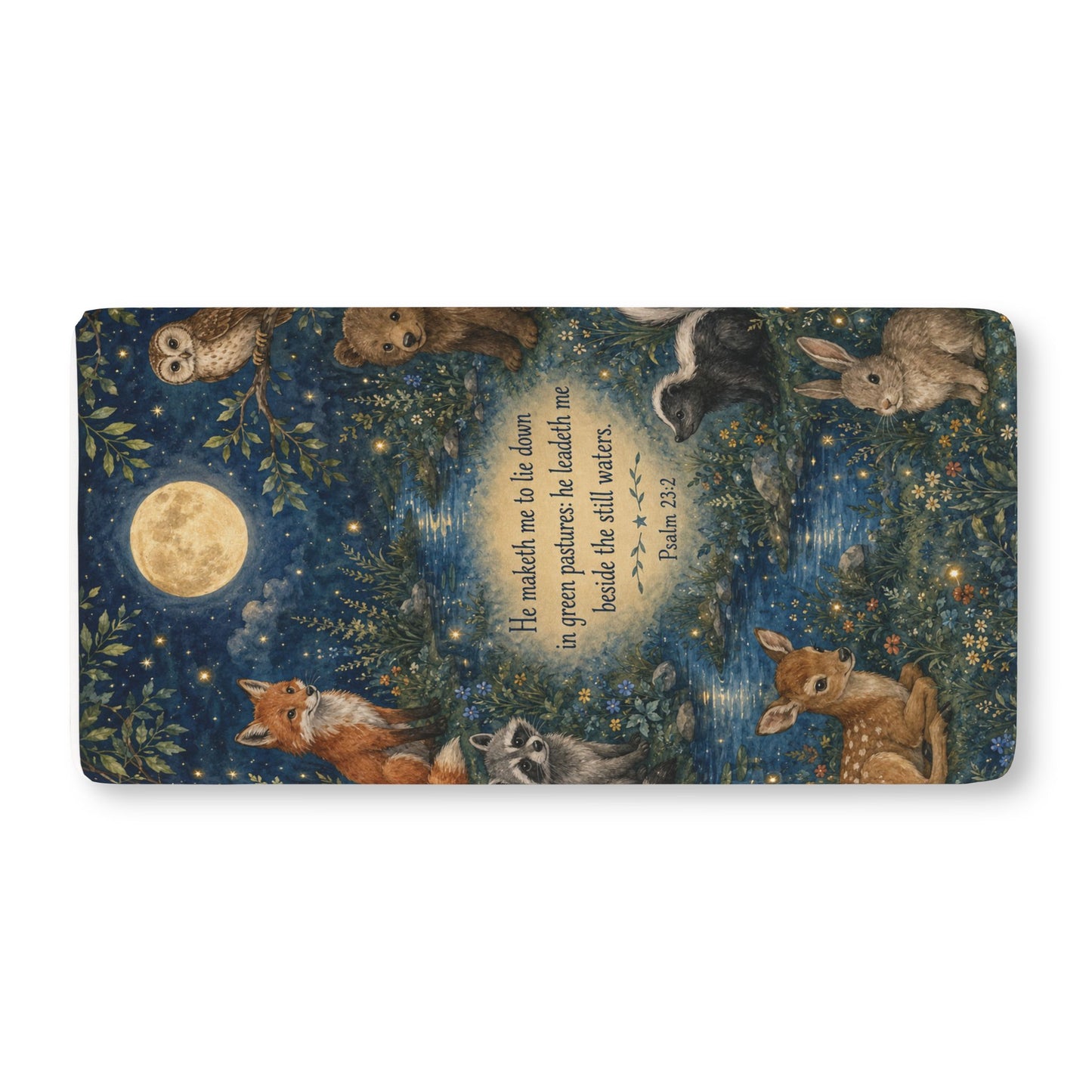 Woodland Night Crib Sheet — Moonlit Forest Animals Nursery Bedding