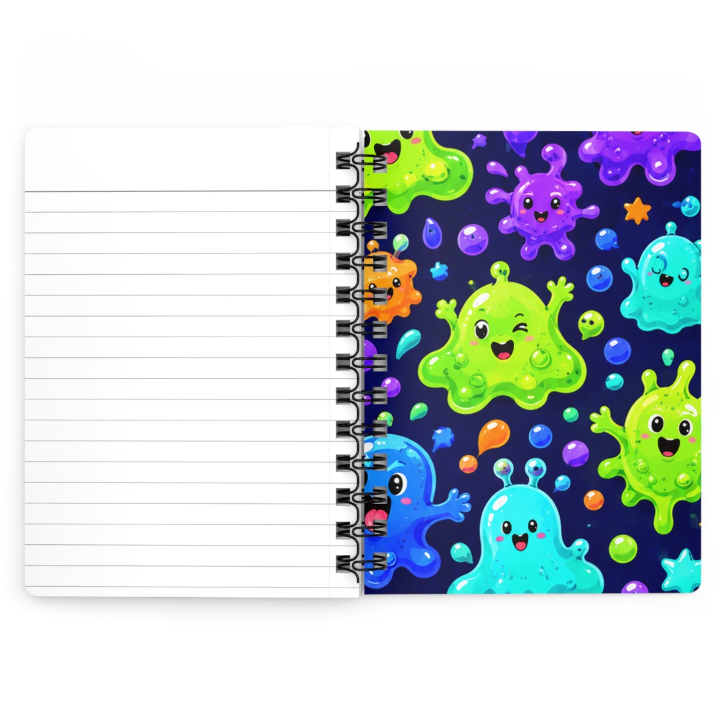 Kawaii Slime Monsters Spiral Notebook — Cute Colorful Journal for Kids & Teens