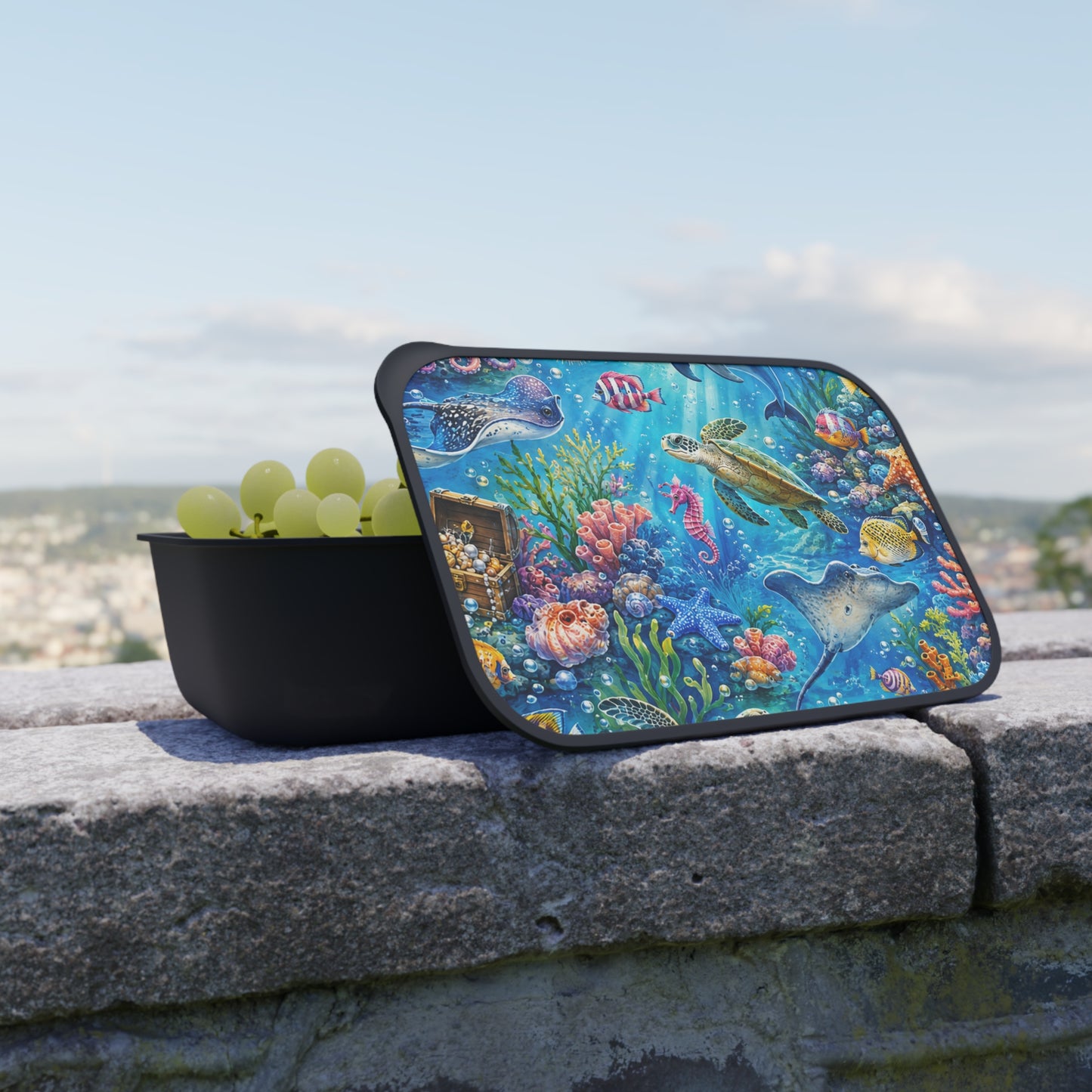 Ocean Life PLA Bento Box with Utensils – Sea Turtle & Reef Design