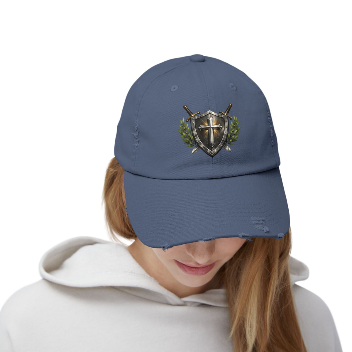 Distressed Shield & Swords Baseball Cap
