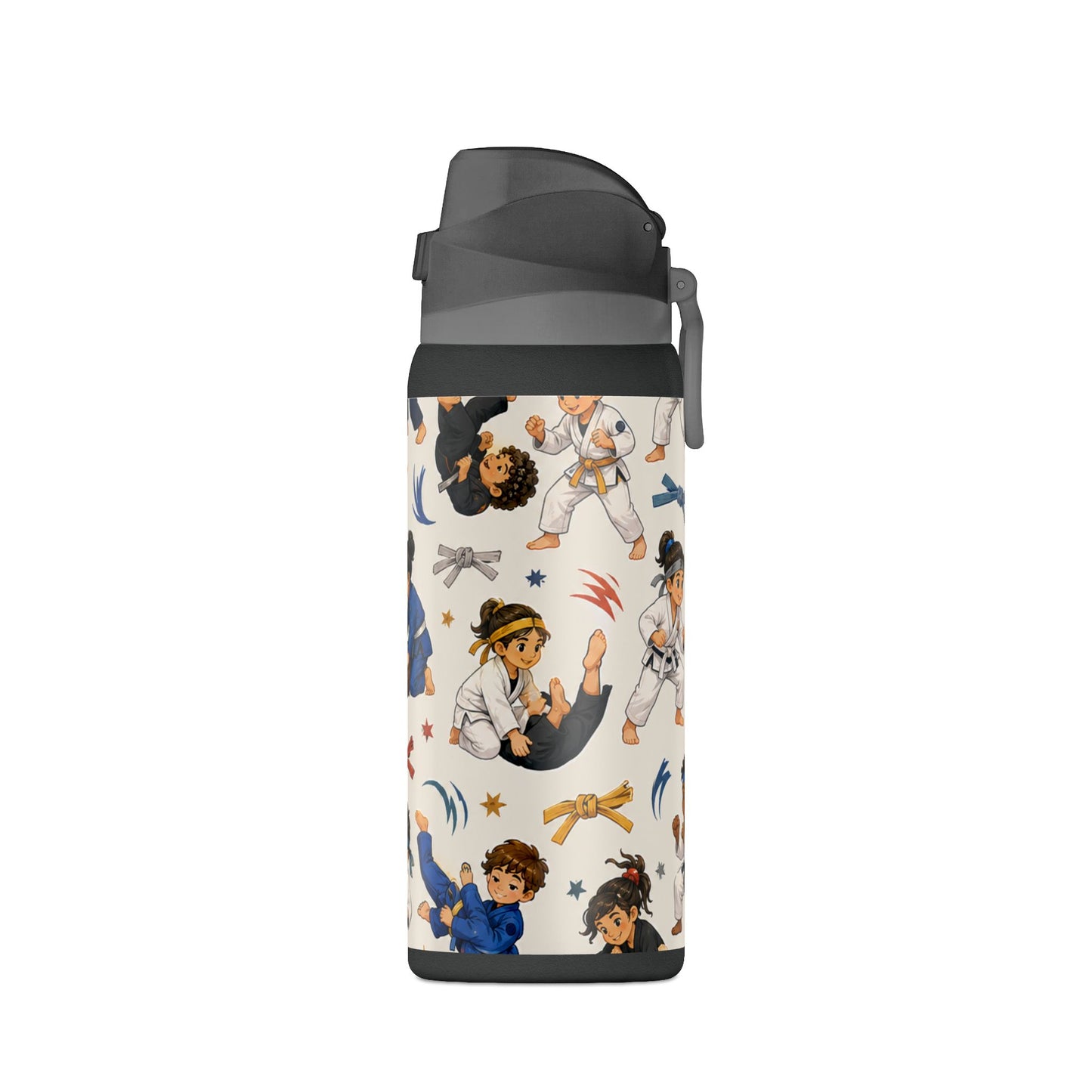 32oz Insulated Water Bottle — Kids Martial Arts Pattern (karate, taekwondo)