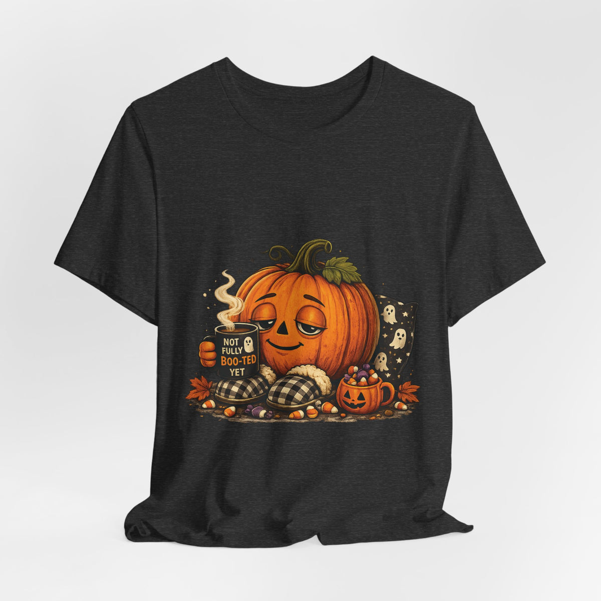 Cozy Pumpkin Coffee Halloween T‑Shirt