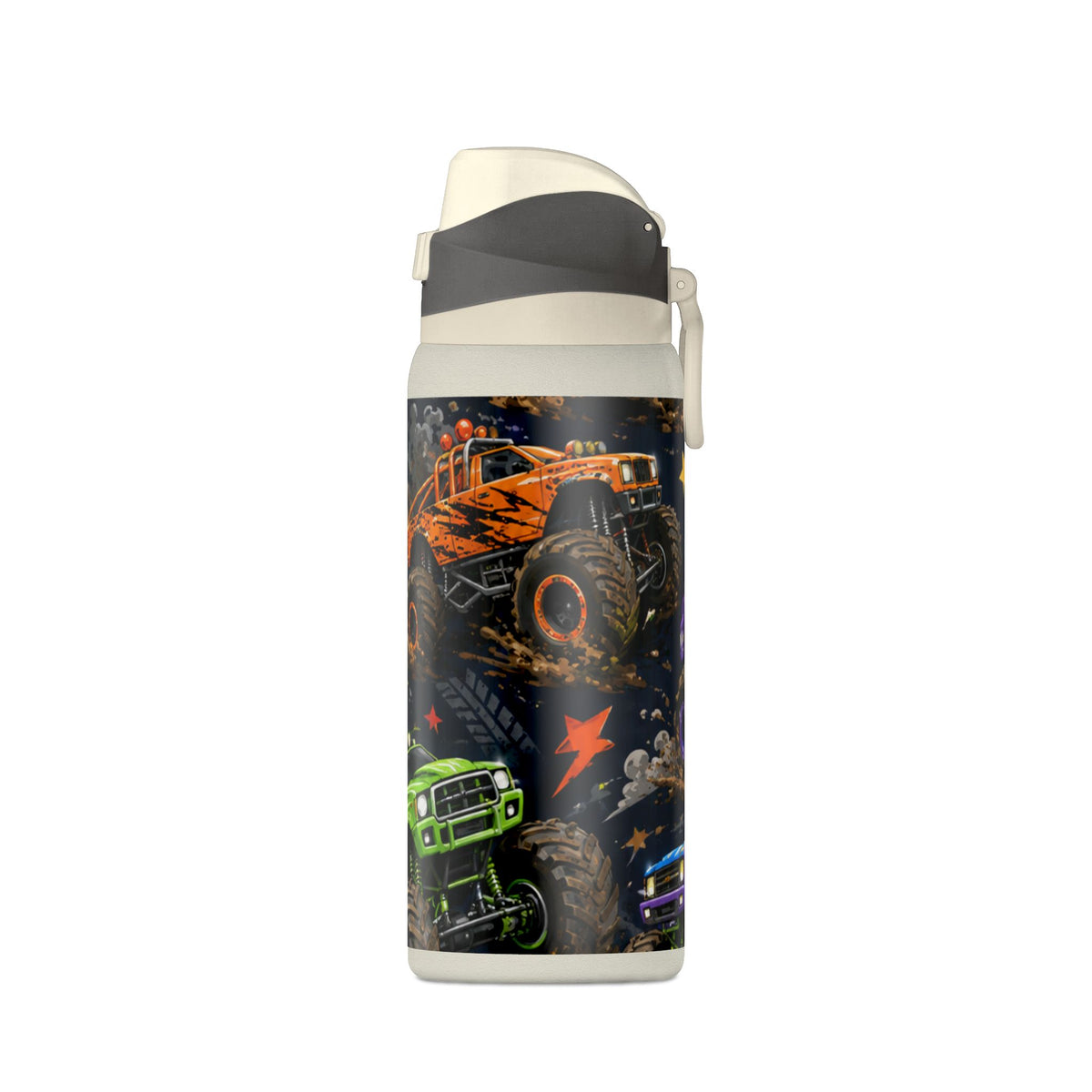 Monster Truck Insulated Water Bottle — 32oz Stainless Steel, Kids Racing Design