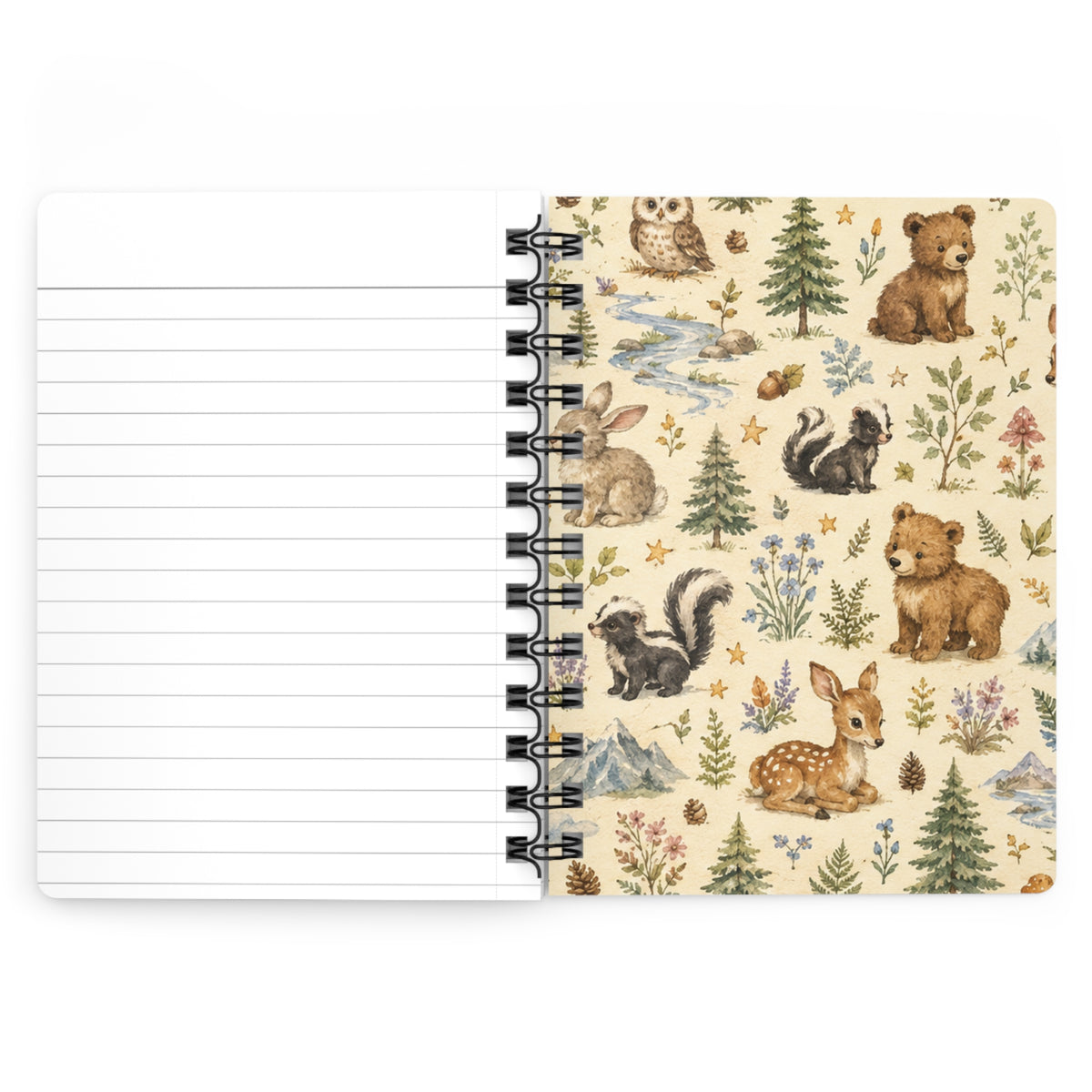 Woodland Friends Spiral Journal — Cute Forest Animal Notebook (Bears, Deer, Foxes)