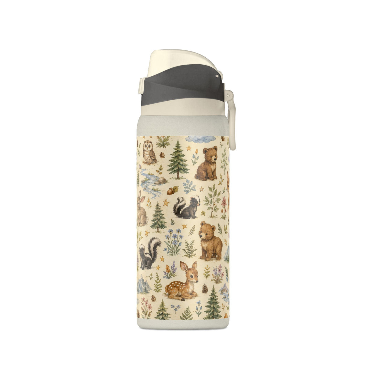 Insulated Water Bottle — Woodland Animals Pattern 32oz