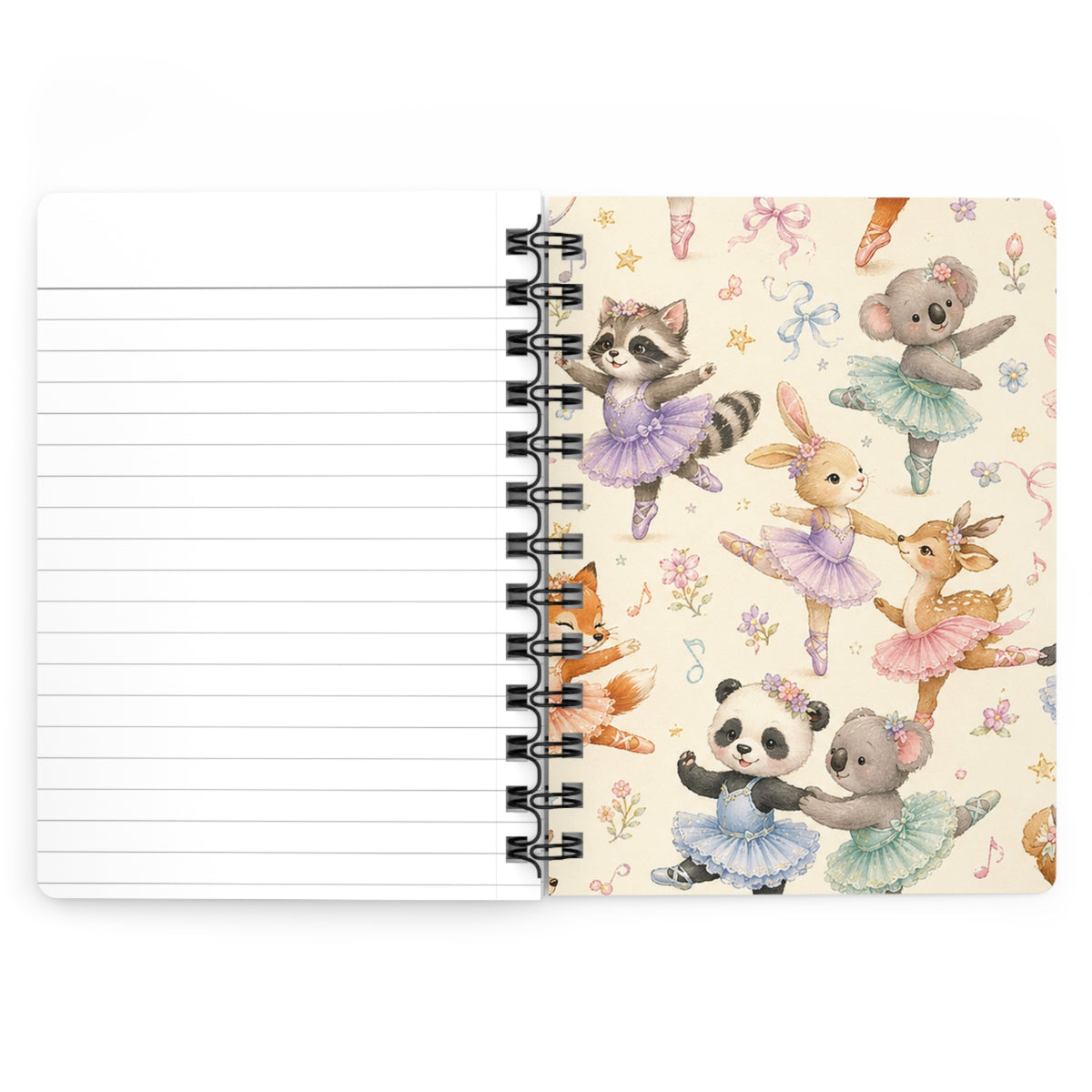 Ballet Animal Friends Spiral Notebook — Cute Watercolor Dancers Journal for Kids & Toddlers