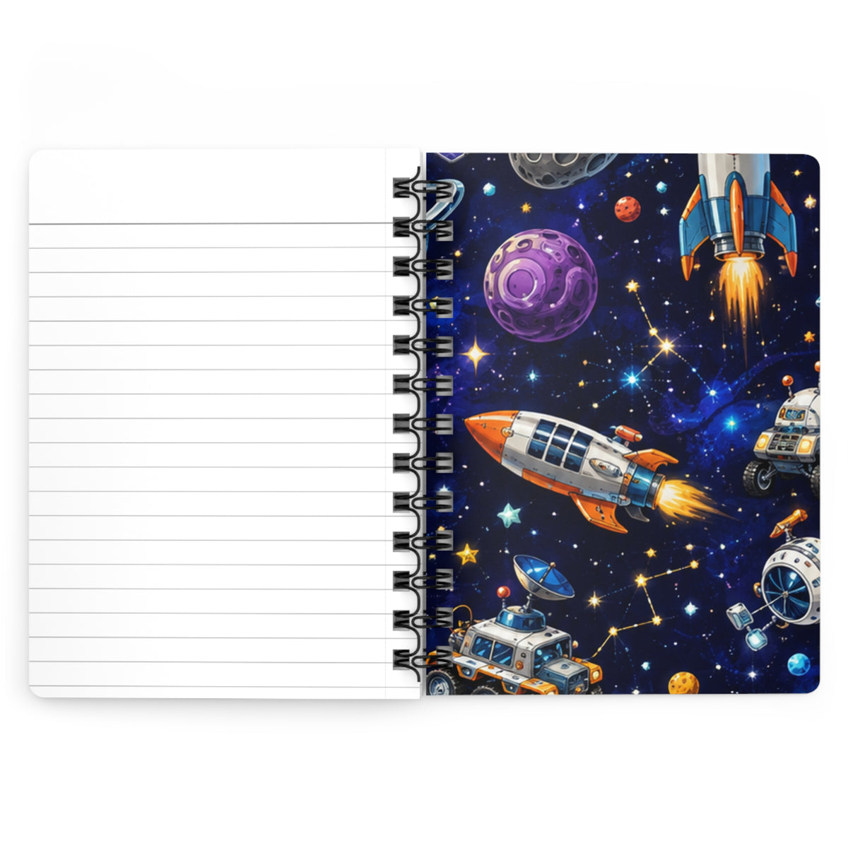 Space Rockets Spiral Notebook — Galaxy Rocketship Journal for Kids & Space Lovers