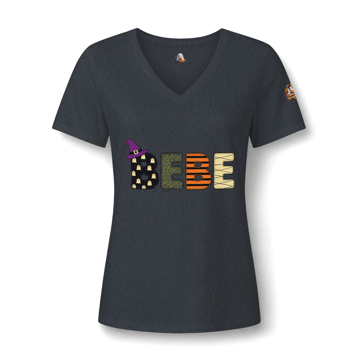BEBE Halloween Graphic V-Neck Tee