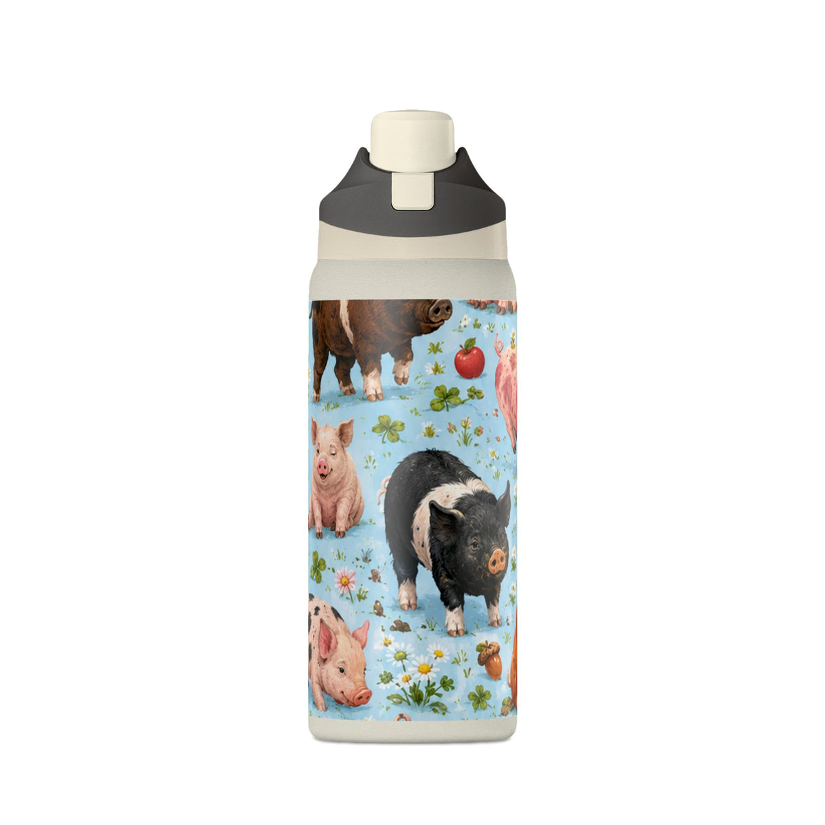 32oz Insulated Water Bottle — Cute Piglet Pattern Stainless Steel Tumbler