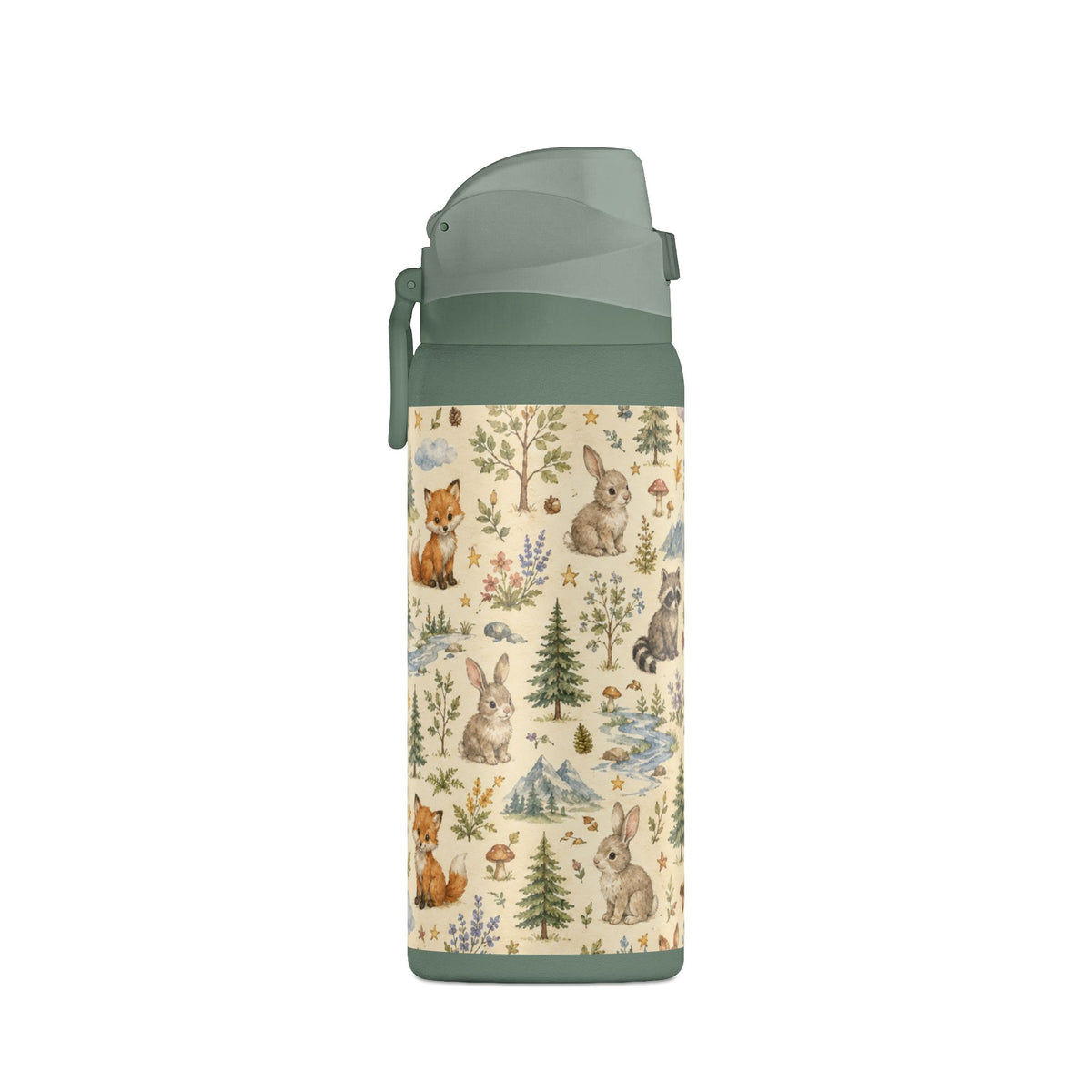 Insulated Water Bottle — Woodland Animals Pattern 32oz