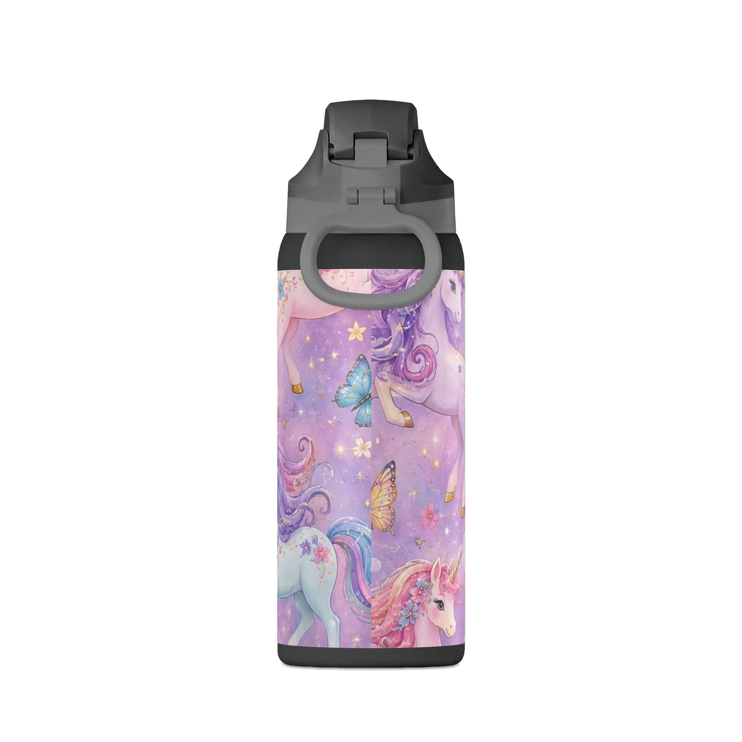 Unicorn Dreams 32oz Insulated Water Bottle — Magical Rainbow Butterflies