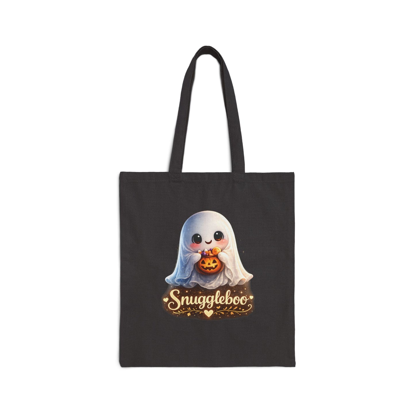 Ghost Snuggles Tote — Cute Halloween Cotton Canvas Bag