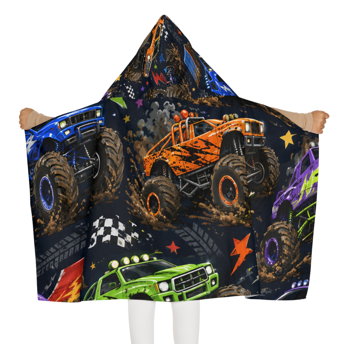 Monster Truck Hooded Towel for Kids — Youth Beach & Bath Wrap