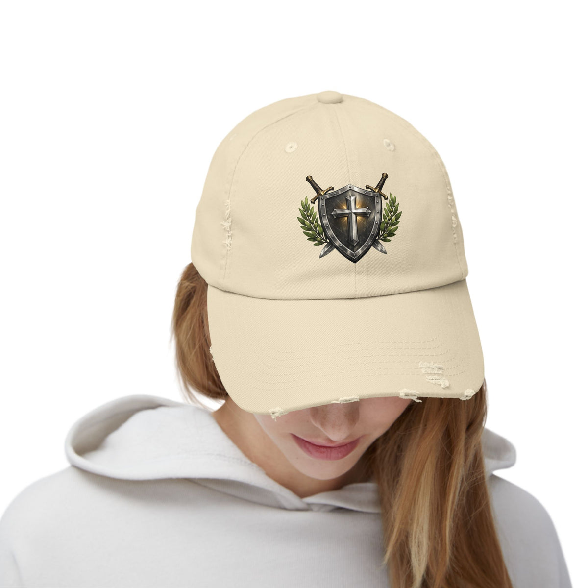 Distressed Shield & Swords Baseball Cap