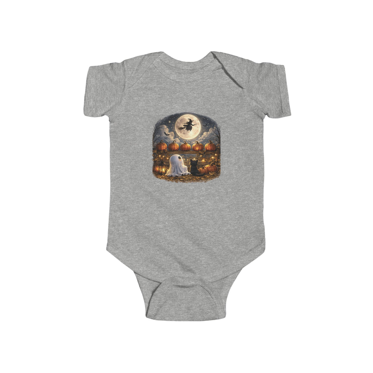 Halloween Baby Bodysuit - Moonlit Witch & Ghost Pumpkin Patch Infant Onesie