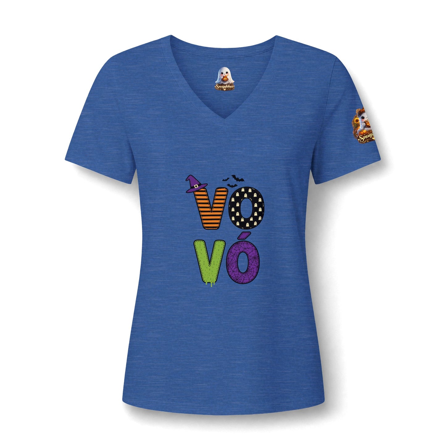 Vovó Halloween Tee — Cute Ghost & Pumpkin "Vovó" V-Neck Shirt