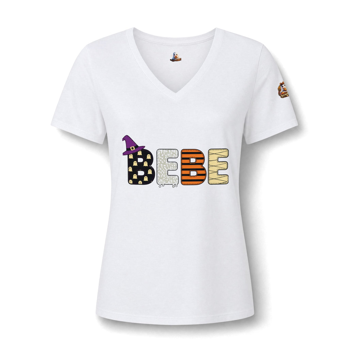 BEBE Halloween Graphic V-Neck Tee
