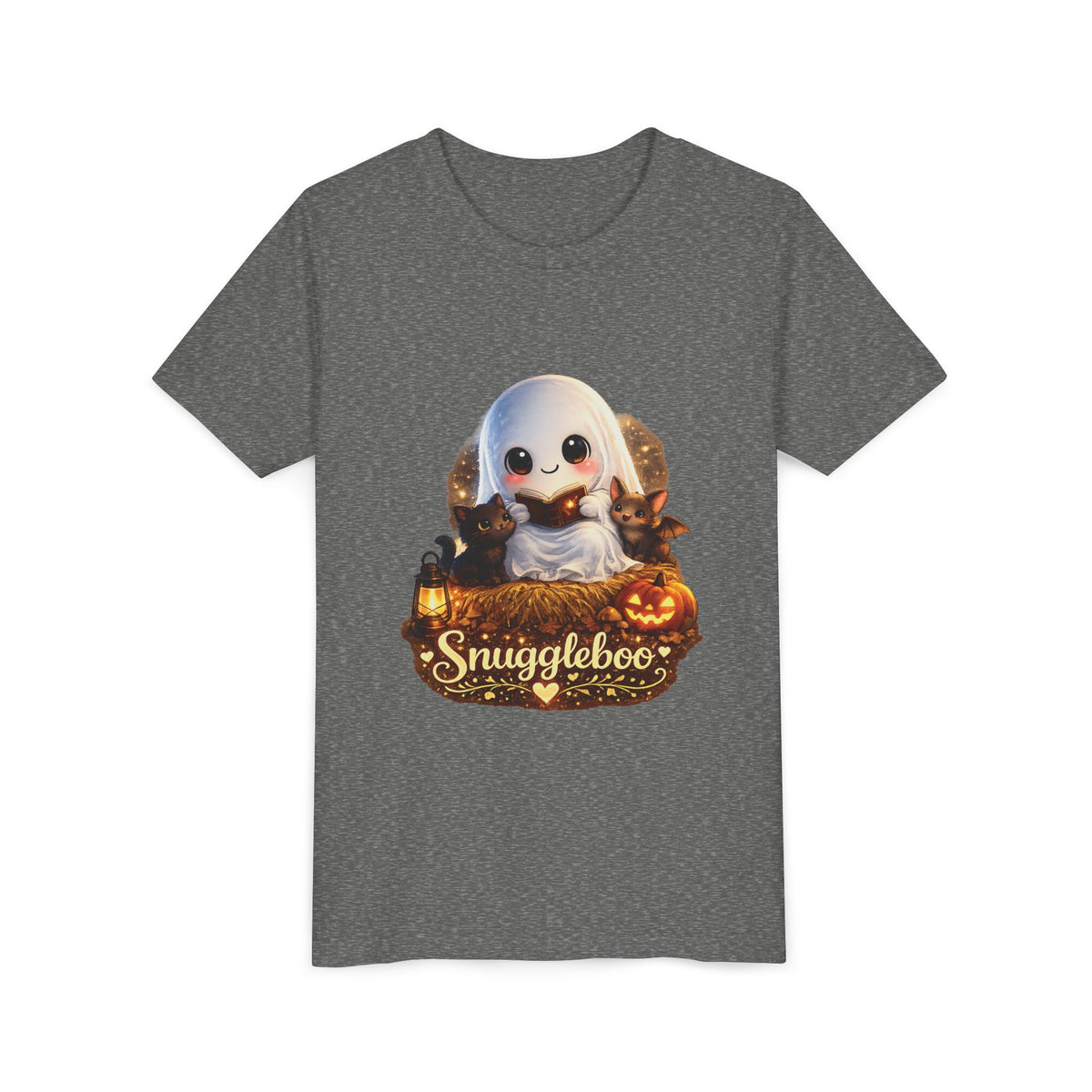 Kids Halloween Ghost Tee – "Snuggleboo" Cute Spooky Pumpkin Design