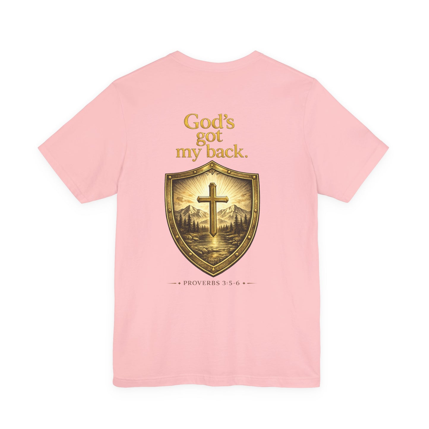God's Got My Back Shield Tee — Christian Faith Cross T-Shirt