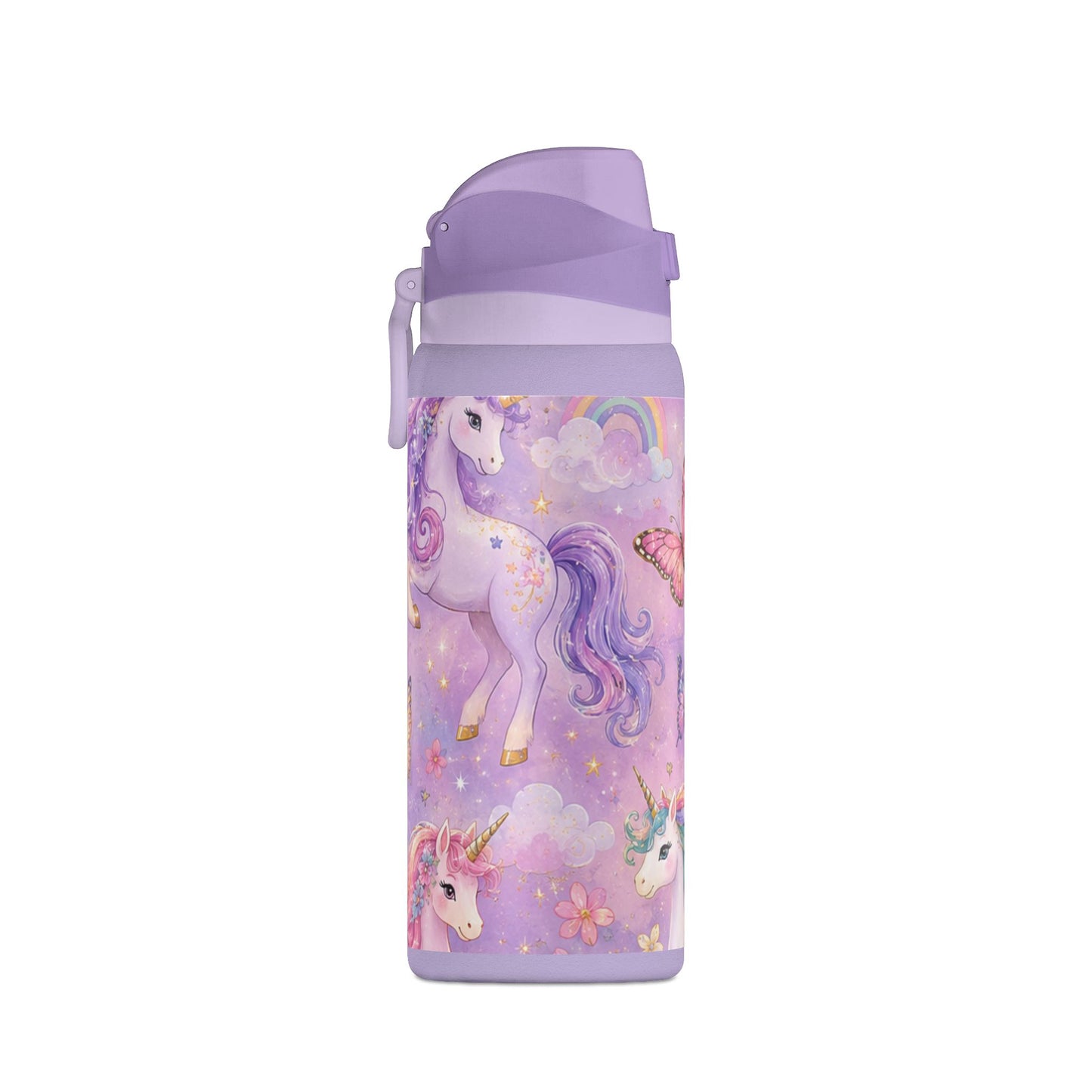 Unicorn Dreams 32oz Insulated Water Bottle — Magical Rainbow Butterflies