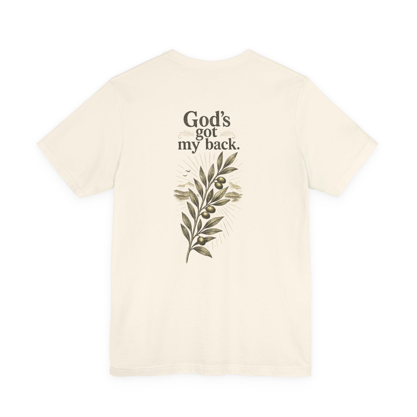 Christian Tee — "God's Got My Back" Floral Chest & Back Print