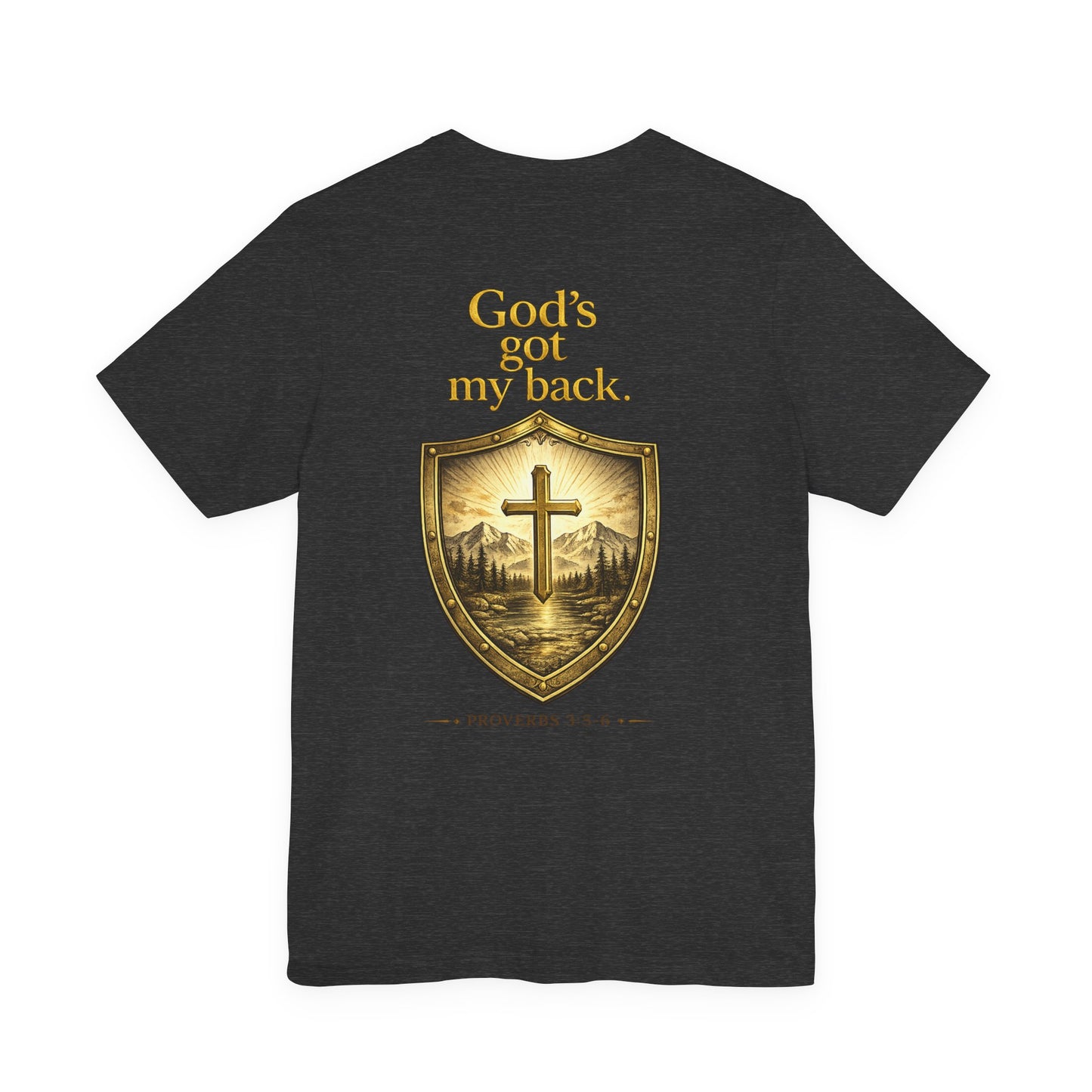 God's Got My Back Shield Tee — Christian Faith Cross T-Shirt