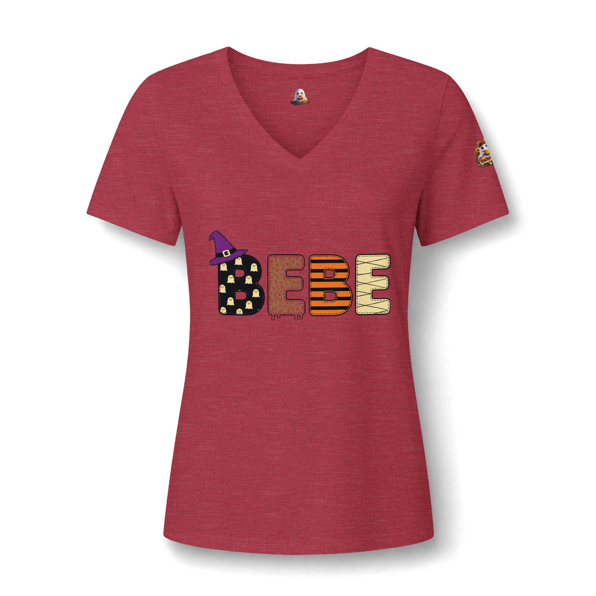 BEBE Halloween Graphic V-Neck Tee