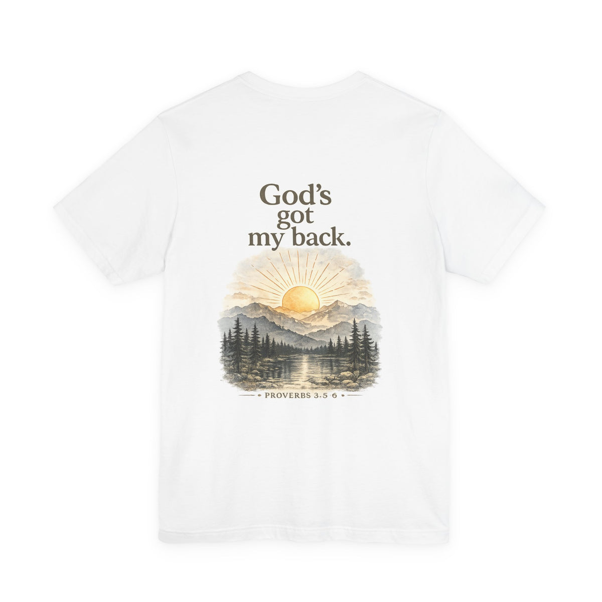 God's Got My Back T-Shirt — Faith Sunrise Mountain Tee (Proverbs 3:5-6)