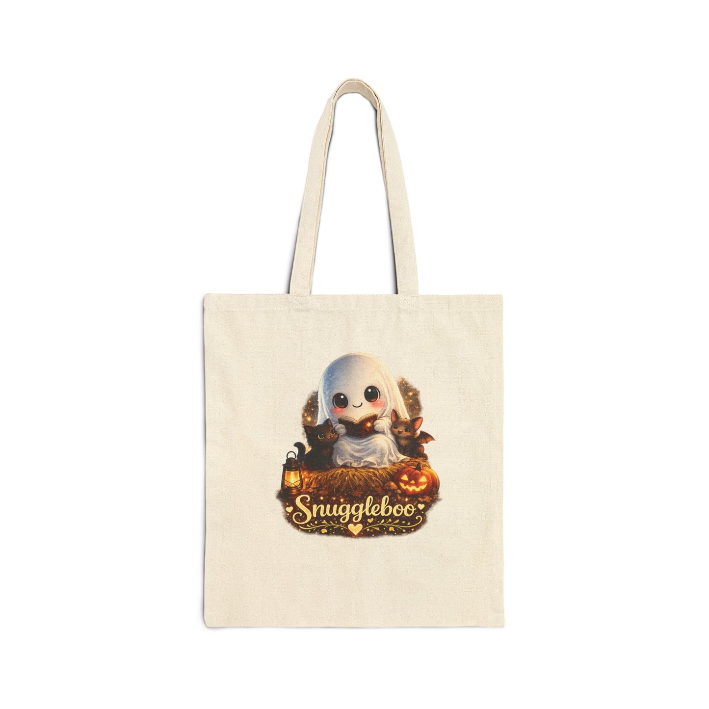 Halloween Snuggleboo Tote Bag — Cute Ghost Pumpkin Canvas Tote