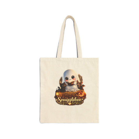 Halloween Snuggleboo Tote Bag — Cute Ghost Pumpkin Canvas Tote