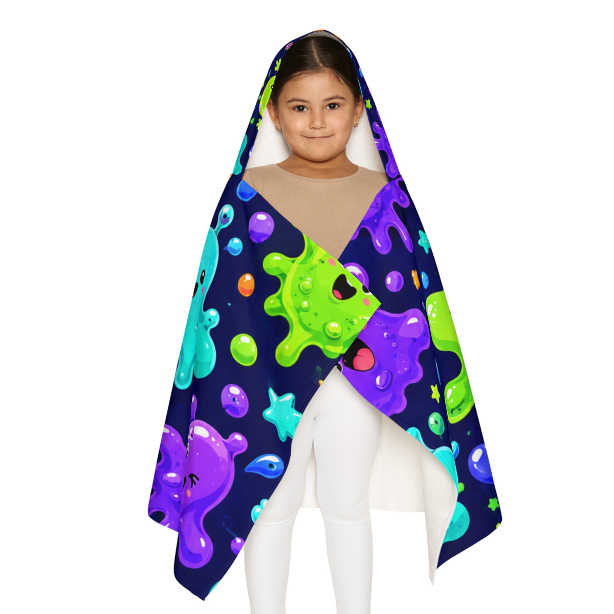 Kids Hooded Towel — Colorful Cute Slime Monsters Beach & Bath Wrap