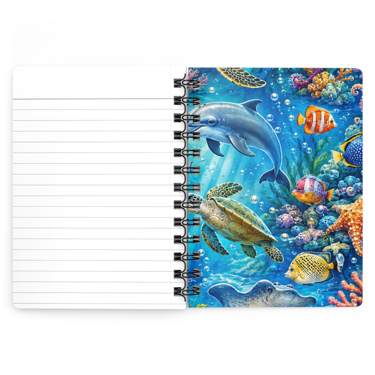 Underwater Ocean Life Spiral Journal — Colorful Sea Creatures Notebook