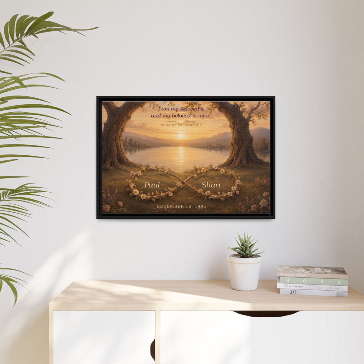 Framed Canvas Print — "I Am My Beloved's" Romantic Sunset Wall Art