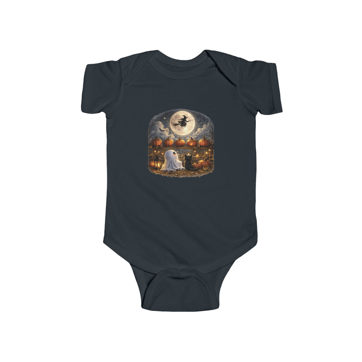 Halloween Baby Bodysuit - Moonlit Witch & Ghost Pumpkin Patch Infant Onesie