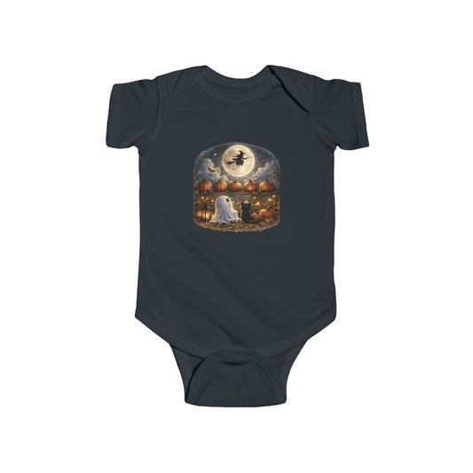 Halloween Baby Bodysuit - Moonlit Witch & Ghost Pumpkin Patch Infant Onesie