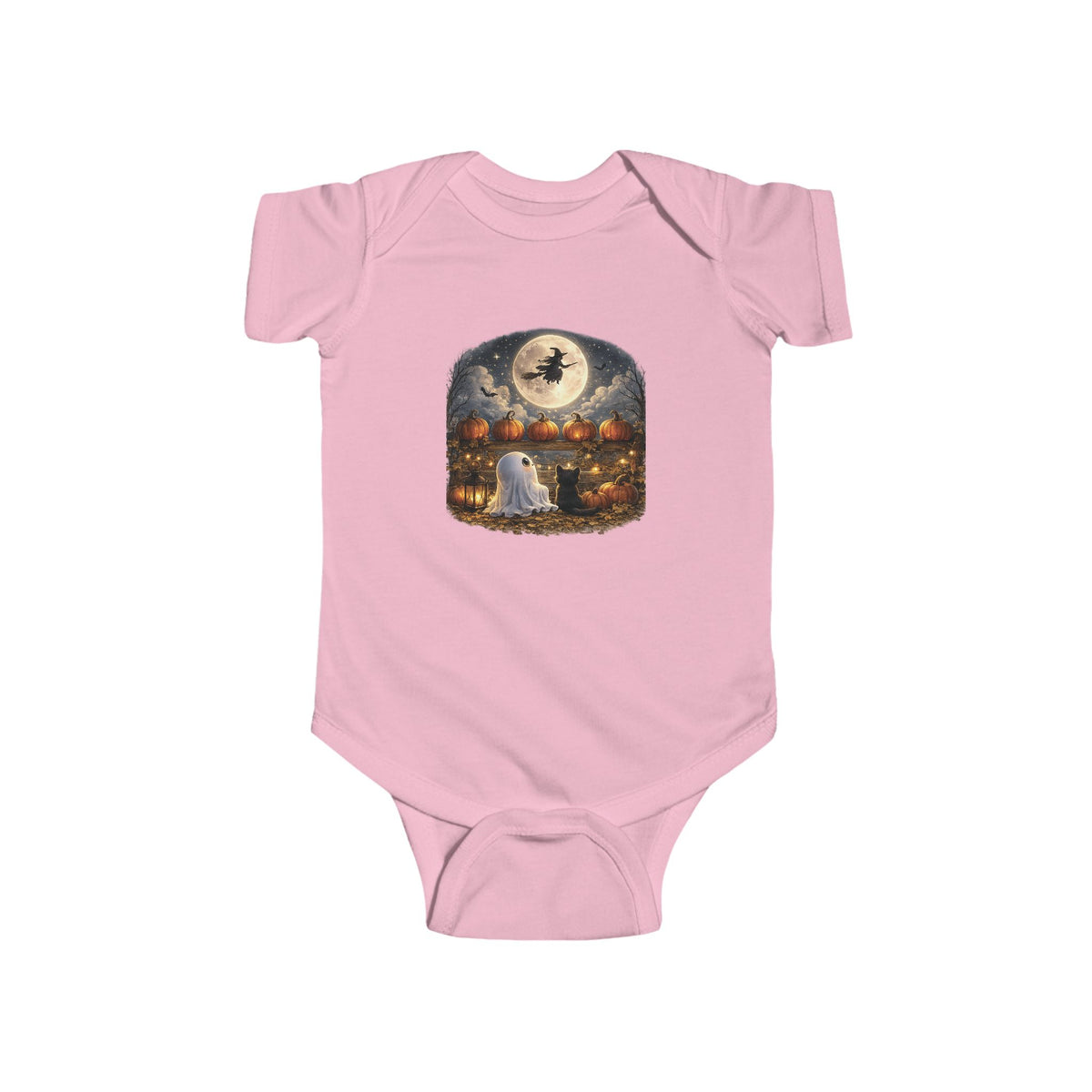 Halloween Baby Bodysuit - Moonlit Witch & Ghost Pumpkin Patch Infant Onesie
