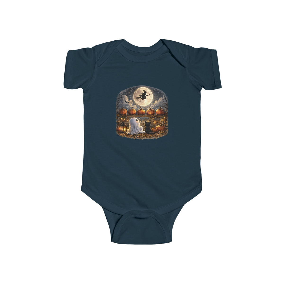 Halloween Baby Bodysuit - Moonlit Witch & Ghost Pumpkin Patch Infant Onesie