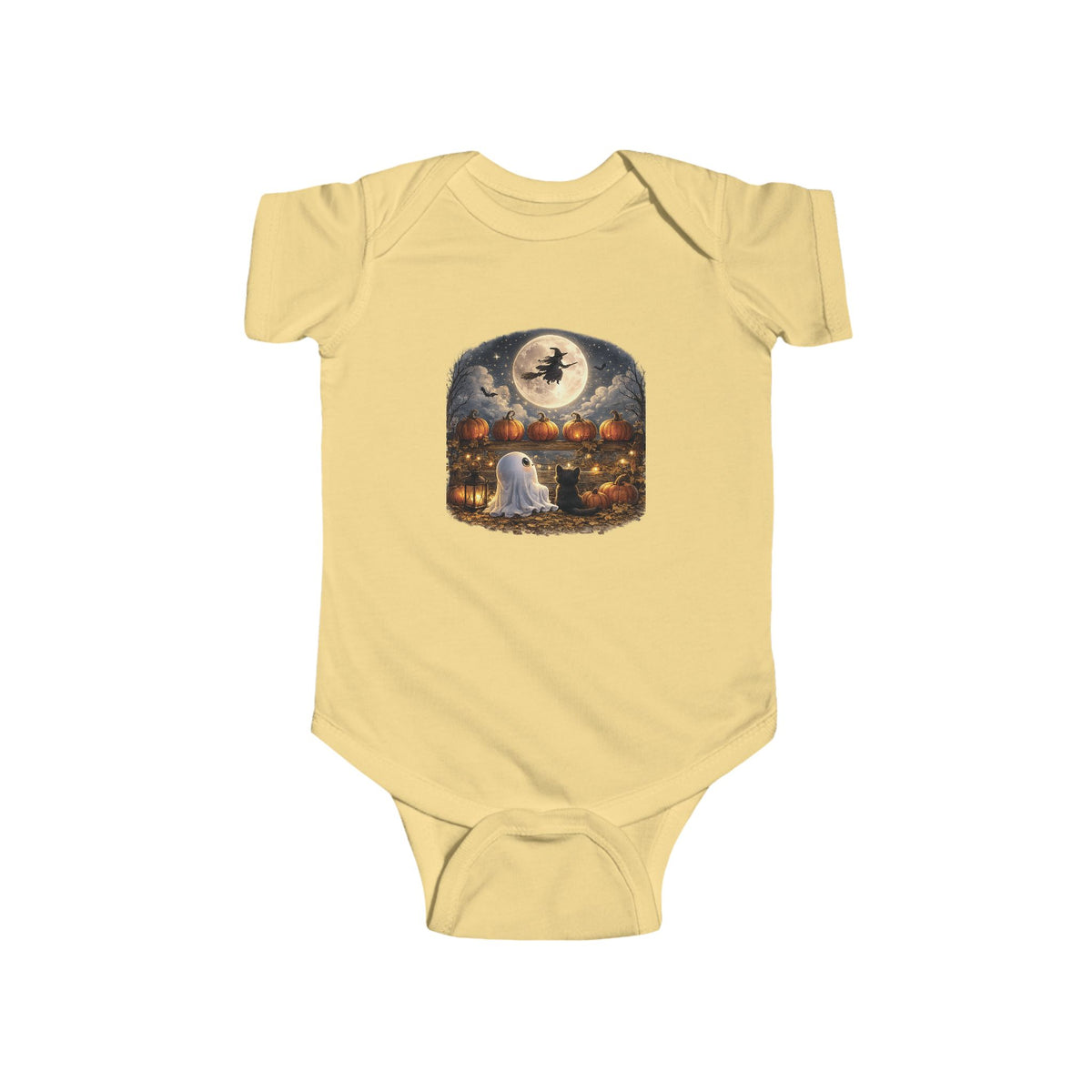 Halloween Baby Bodysuit - Moonlit Witch & Ghost Pumpkin Patch Infant Onesie