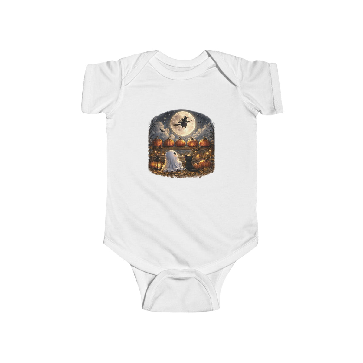 Halloween Baby Bodysuit - Moonlit Witch & Ghost Pumpkin Patch Infant Onesie