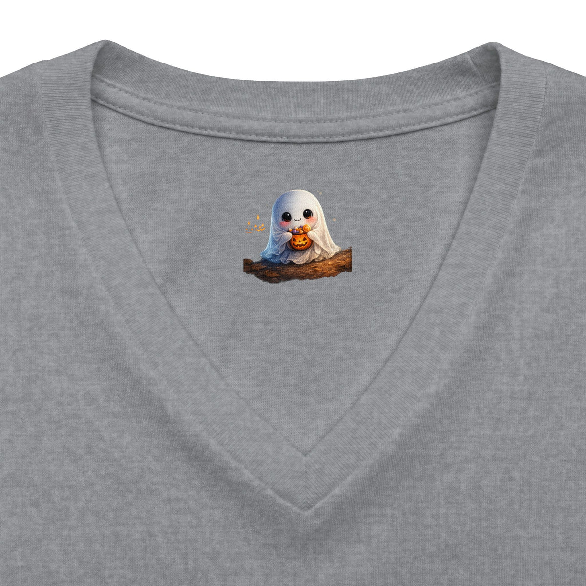 Abuela Halloween V-Neck Tee — Cute Pumpkin Ghost 'Abuela' Graphic