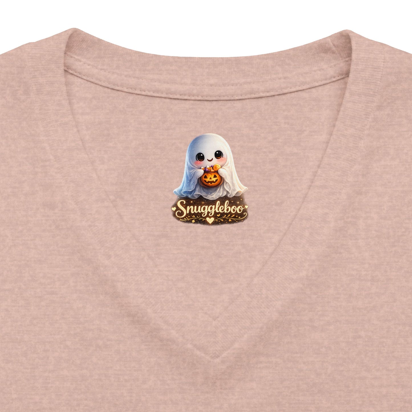 Vovó Halloween Tee — Cute Ghost & Pumpkin "Vovó" V-Neck Shirt