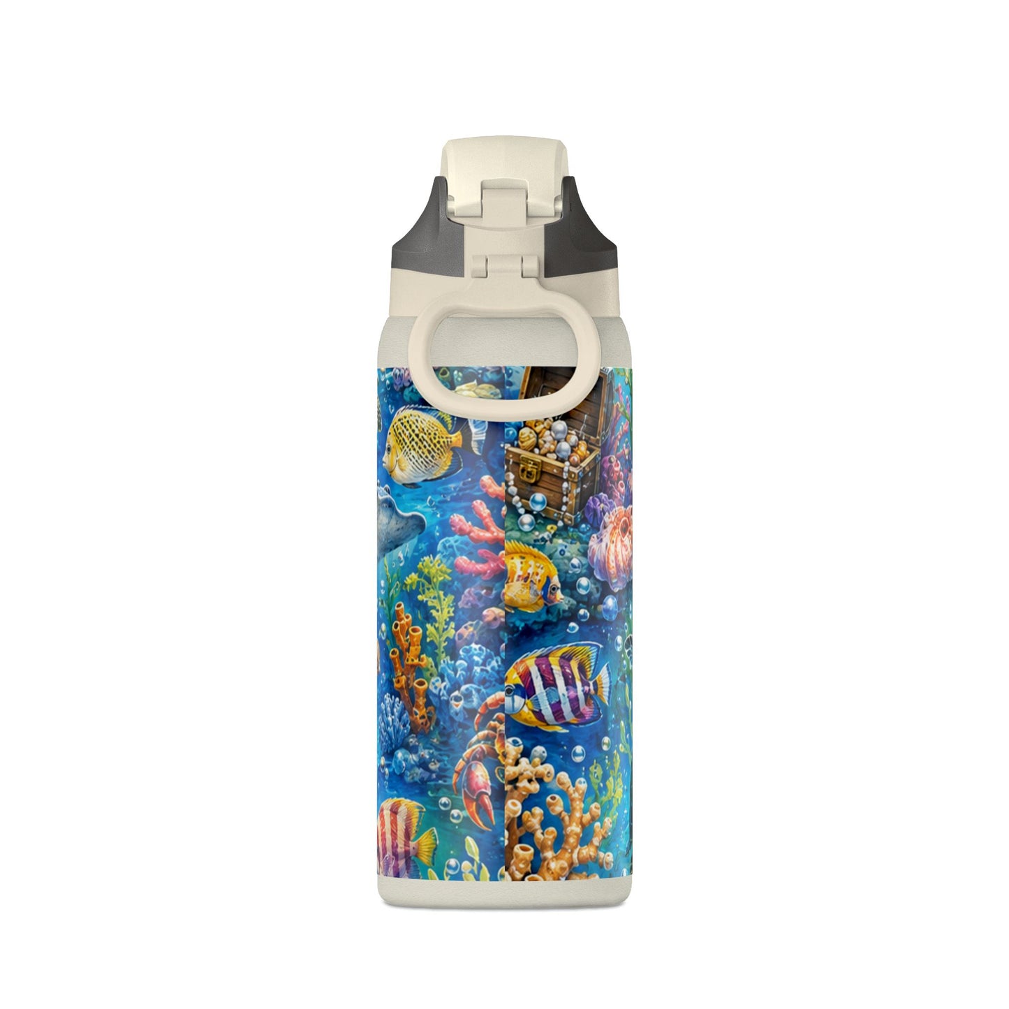 SeaLife 32oz Insulated Water Bottle — Colorful Ocean Turtle & Jellyfish Design
