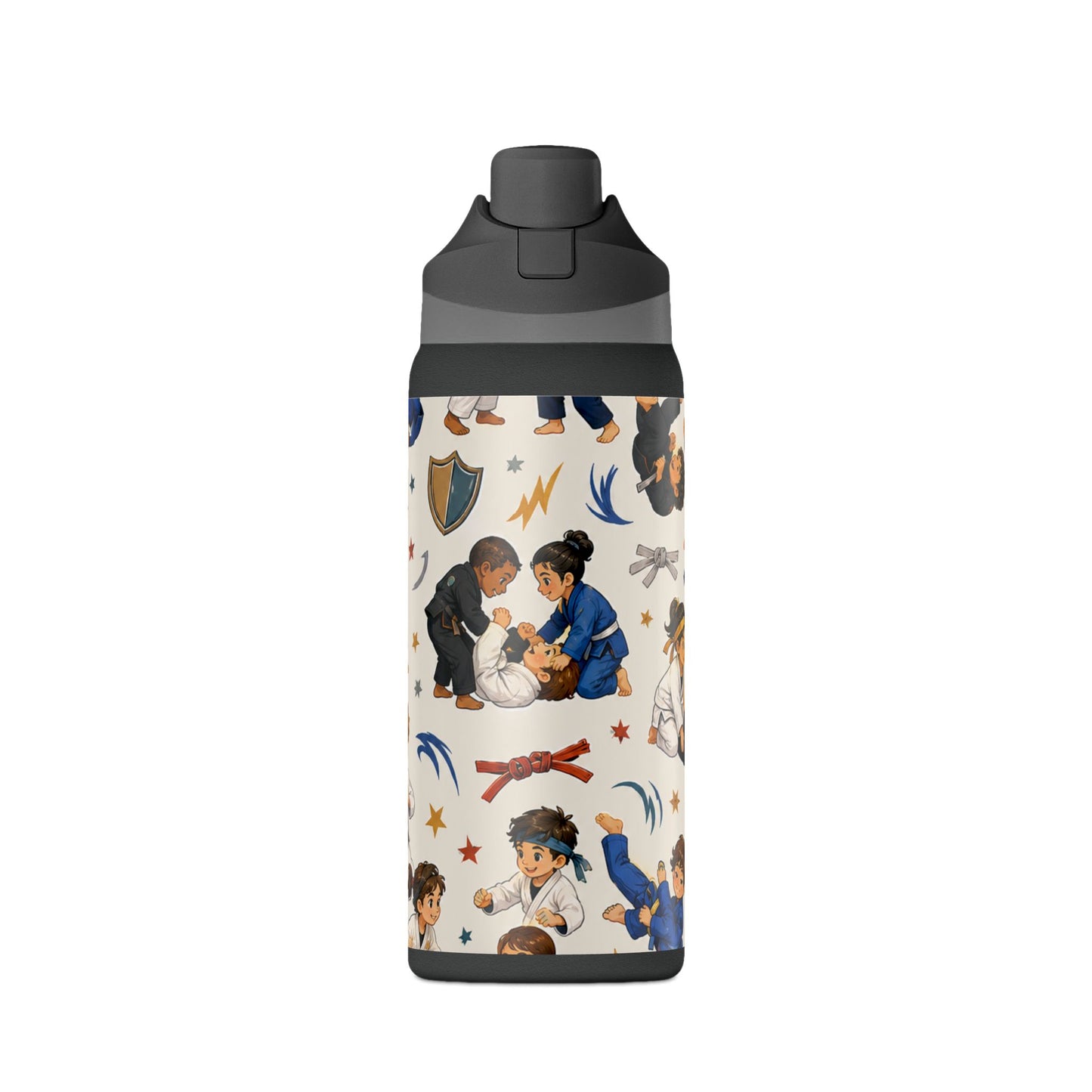 32oz Insulated Water Bottle — Kids Martial Arts Pattern (karate, taekwondo)