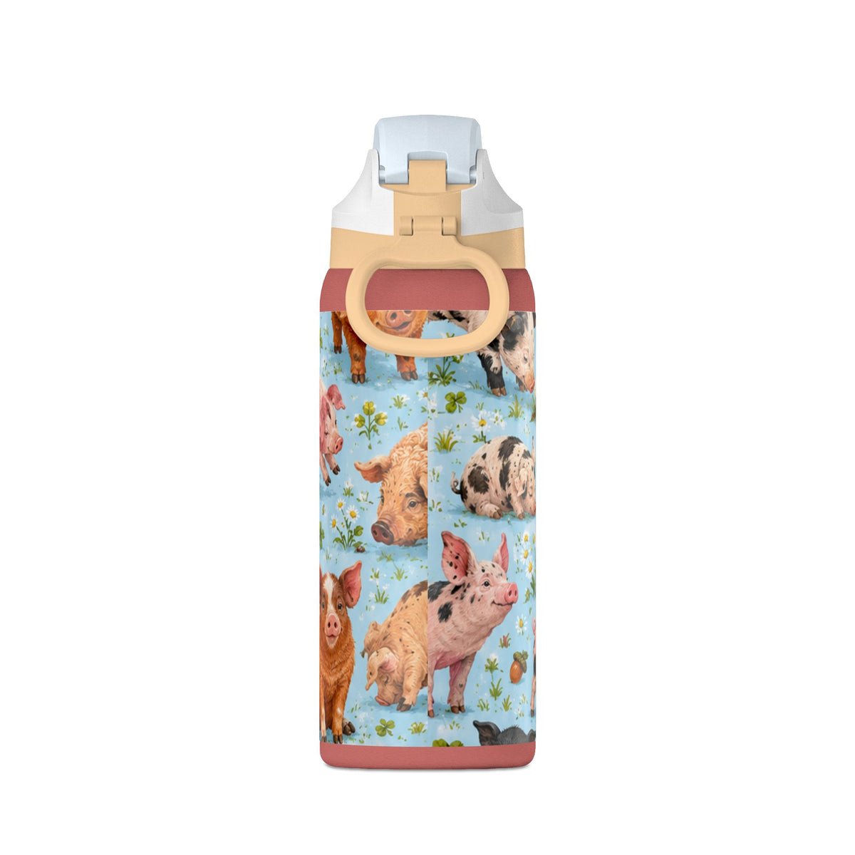 32oz Insulated Water Bottle — Cute Piglet Pattern Stainless Steel Tumbler