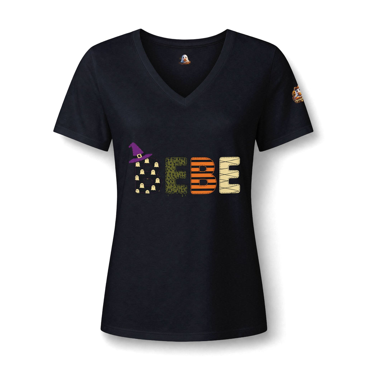 BEBE Halloween Graphic V-Neck Tee