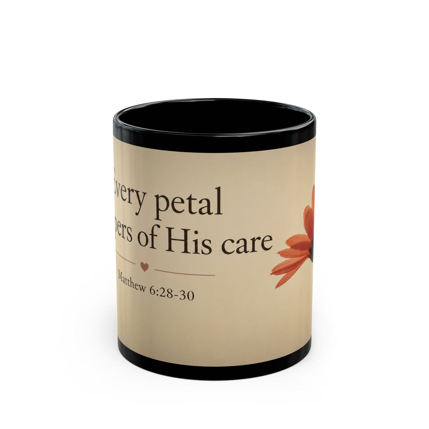 Inspirational Floral Bible Verse Mug — "Every Petal Matters of His Care"
