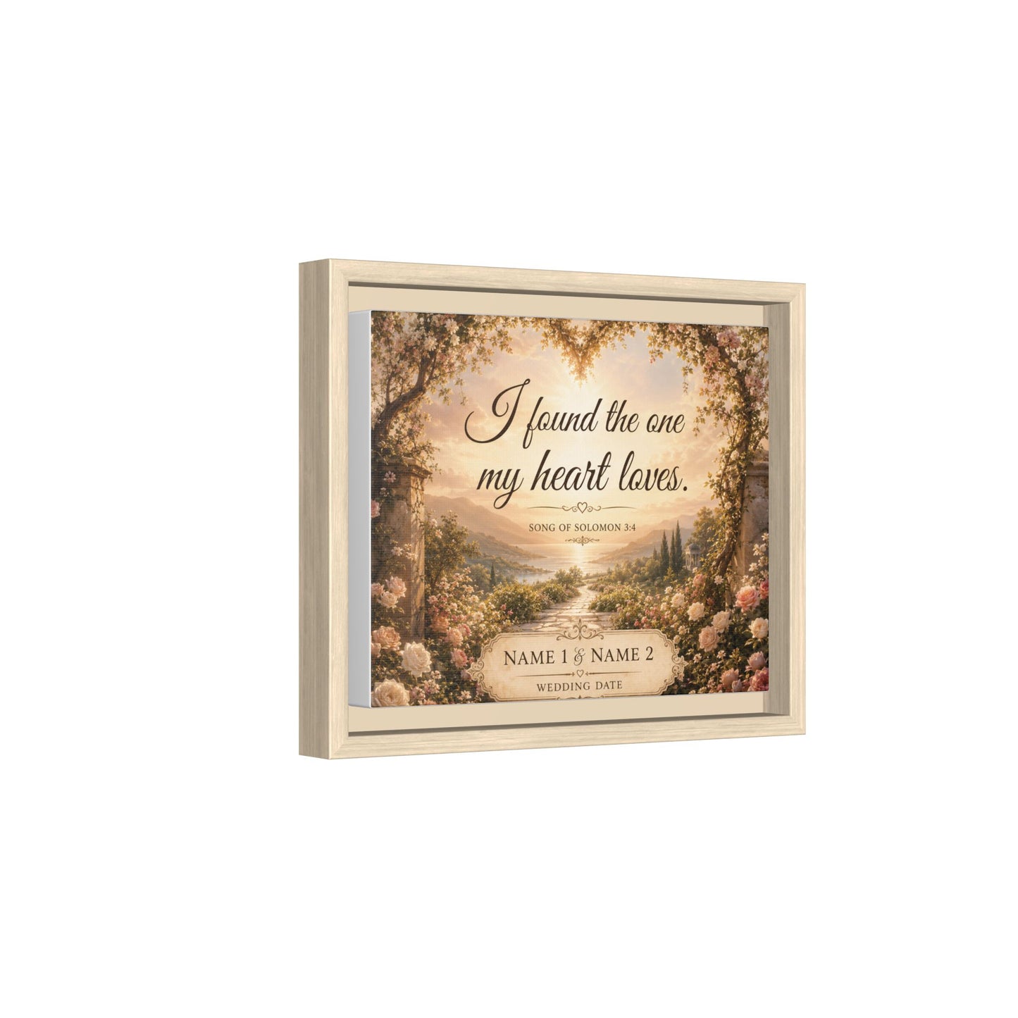 Framed Canvas Print — "I Found the One My Heart Loves" Personalized Wedding Art
