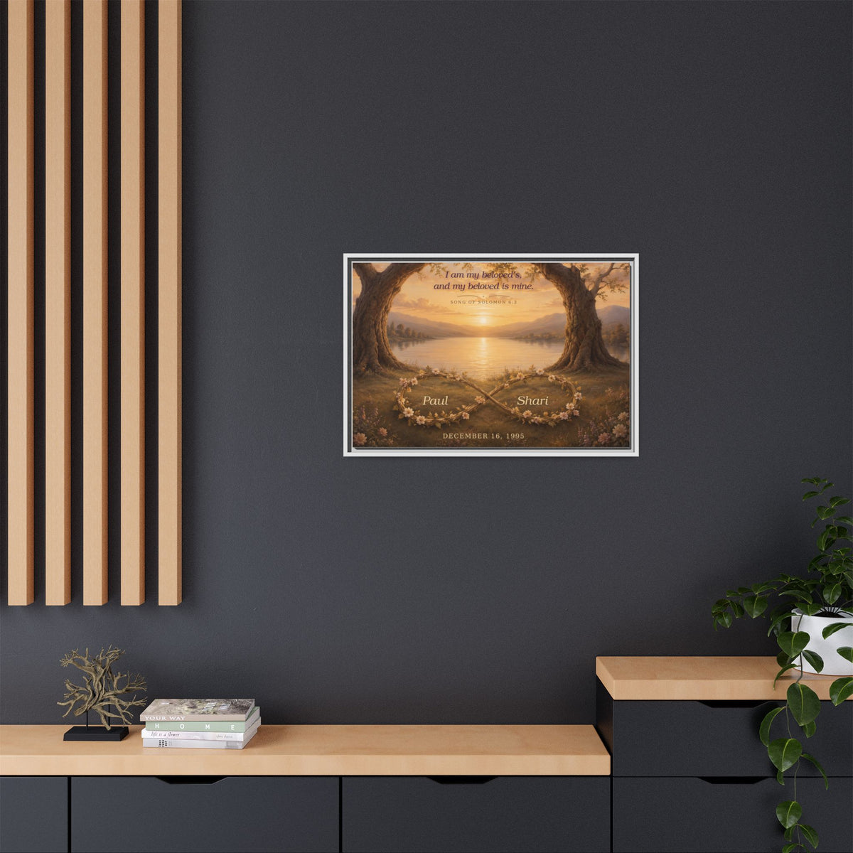 Framed Canvas Print — "I Am My Beloved's" Romantic Sunset Wall Art