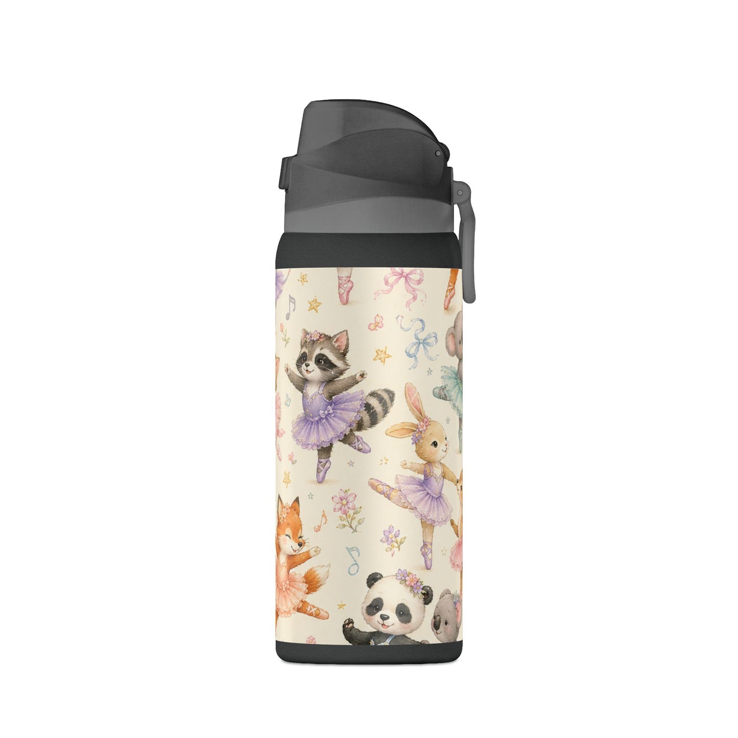 32oz Insulated Water Bottle — Cute Ballet Animal Print (Oasis)