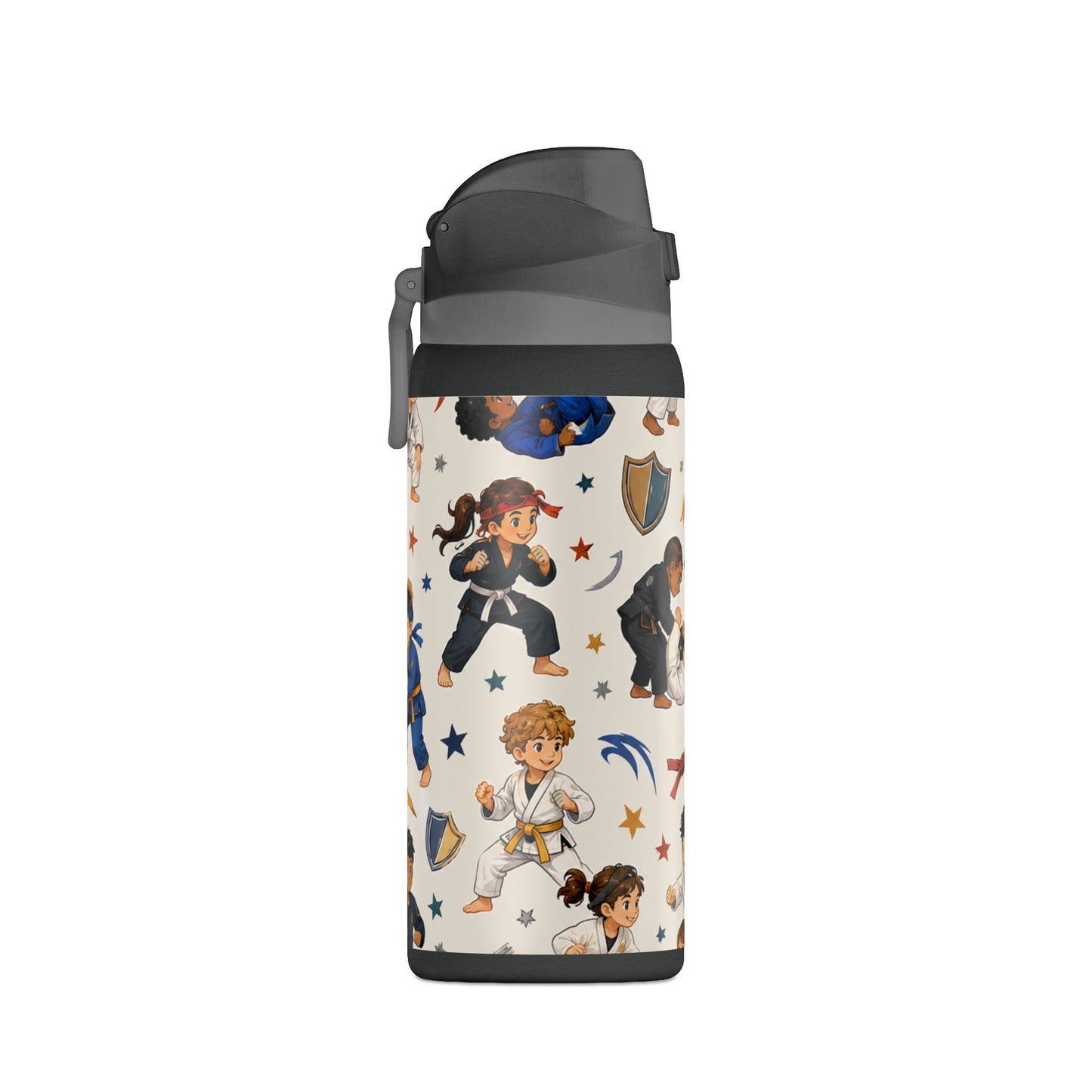 32oz Insulated Water Bottle — Kids Martial Arts Pattern (karate, taekwondo)